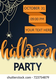 Halloween party poster. Lettering "Halloween". 31 october. Placard for a party on All Saints Day. Flyer for a party. vector illustration