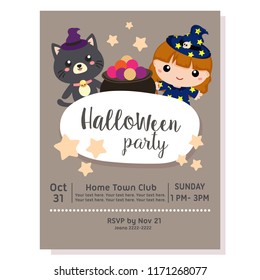 halloween party poster with lovable cat