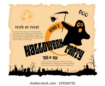 Halloween party poster with message. Vector illustration