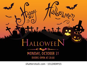 Halloween party poster with Pumpkin.