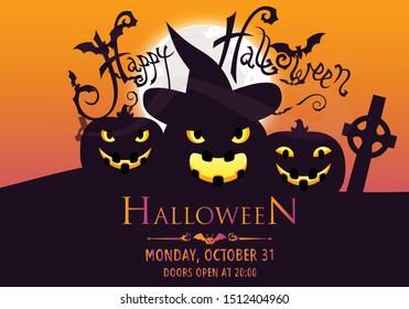 Halloween party poster with Pumpkin.