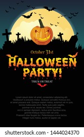 Halloween party poster with Pumpkin ghost.