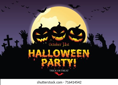Halloween party poster with Pumpkin ghost.