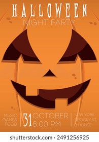halloween party poster with pumpkin, halloween holiday invitation