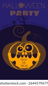 Halloween party poster scary Pumpkin, grave