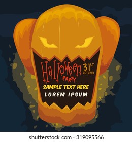 Halloween Party Poster with Scary Pumpkin