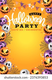 Halloween party poster template illustration with balloon motif (A4 size portrait) 