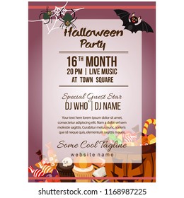 halloween party poster template with treats