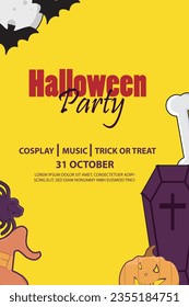 Halloween party poster template vector illustration