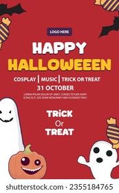 Halloween party poster template vector illustration