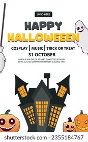 Halloween party poster template vector illustration