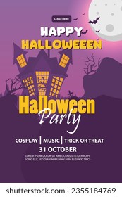 Halloween party poster template vector illustration