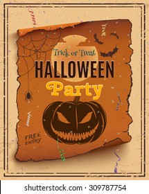Halloween party poster template. Vector illustration.
