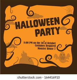 Halloween Party Poster - Tree branches and scary elements in the background 
