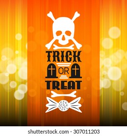 Halloween party poster. Typography letters font type. Vector illustration for your holiday design. Applique background. White, orange ,black color. Web decoration.