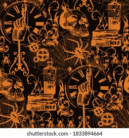 Halloween party Poster, Vector holiday illustration for Day of the dead or Halloween.