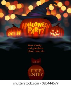 Halloween party poster - vector illustration.