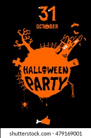 Halloween party. Poster. Vector illustration.