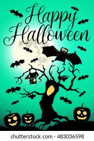 Halloween Party Poster. Vector illustration.