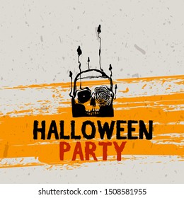 Halloween party poster. Vector text with scary characters. Template for Halloween celebration. 