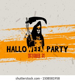 Halloween party poster. Vector text with scary characters. Template for Halloween celebration. 