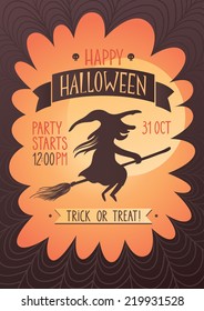Halloween party poster with witch