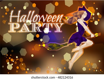 Halloween party poster with witch