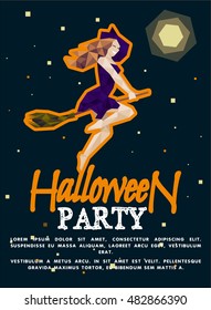 Halloween party poster with witch 