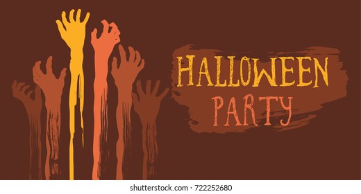 Halloween party poster with zombie s hand Vector