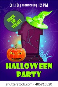 Halloween party poster.Halloween flyer,Vector illustration