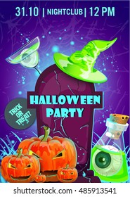 Halloween party poster.Halloween flyer,Vector illustration