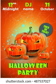 Halloween party poster.Halloween flyer,Vector illustration.trick or treat