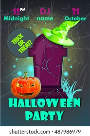 Halloween party poster.Halloween flyer,Vector illustration.trick or treat