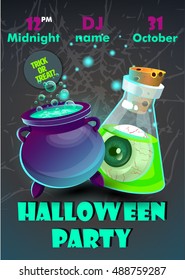 Halloween party poster.Halloween flyer,Vector illustration.trick or treat