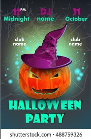 Halloween party poster.Halloween flyer,Vector illustration.trick or treat