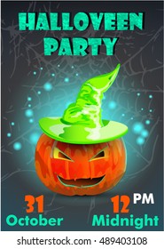 Halloween party poster.Halloween flyer,Vector illustration.trick or treat