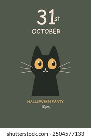 Halloween party posters in doodle style. Vector illustration. Black Velma cat. Place for text. Brochure background. Vector illustration.