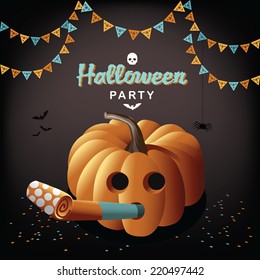 Halloween party pumpkin and bloweri EPS 10 vector