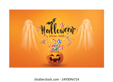 Halloween party pumpkin tricks or treat banner holiday for design