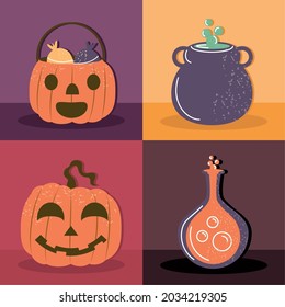 halloween party pumpkins and cauldron