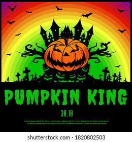 Halloween Party , pumpkins funny faces. Autumn holidays.Use Comic Books and Scary Movie Posters. Vector Illustration