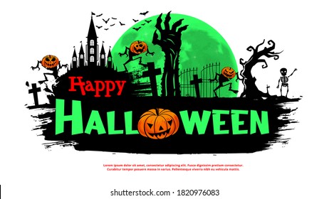 Halloween Party , pumpkins funny faces. Autumn holidays.Use Comic Books and Scary Movie Posters. Vector Illustration