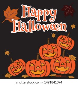 Halloween Party. Halloween pumpkins with lettering design of Happy Halloween - Vector