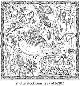 Halloween party pumpkins magic hat
