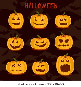 Halloween party pumpkins. Vector illustration