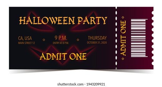 Halloween party red ticket for admit one	