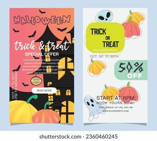 Halloween party and sale banner set illustration template