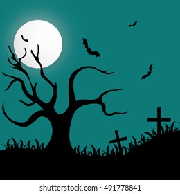 Halloween party scary background, vector illustration
