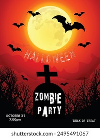 Halloween Party mit Gruselfledermaus und Grunge Cemetery, Zombie Party mit Halloween.
