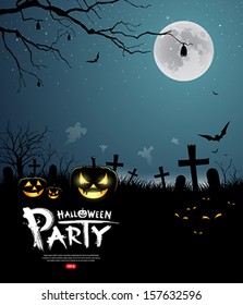 Halloween party scary design background, vector illustration